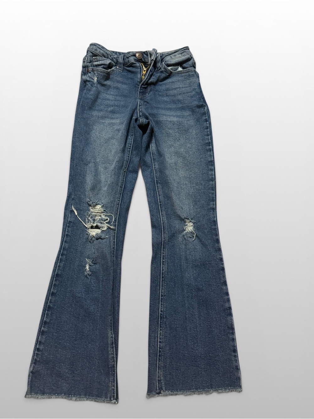 BCBG Generation Mid Rise Kick Flare Distressed Jeans 24